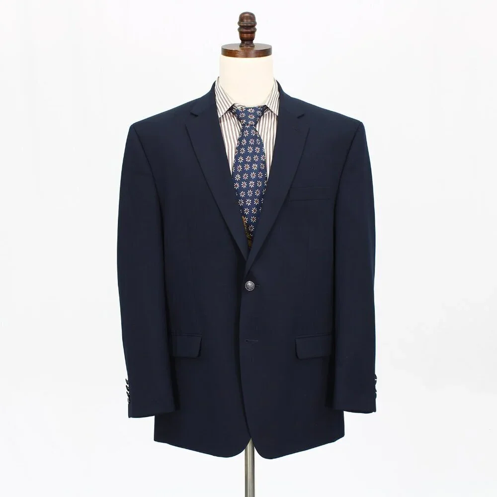 Michael Kors 46R Navy Solid 2-Button Sport Coat Blazer Jacket P436
